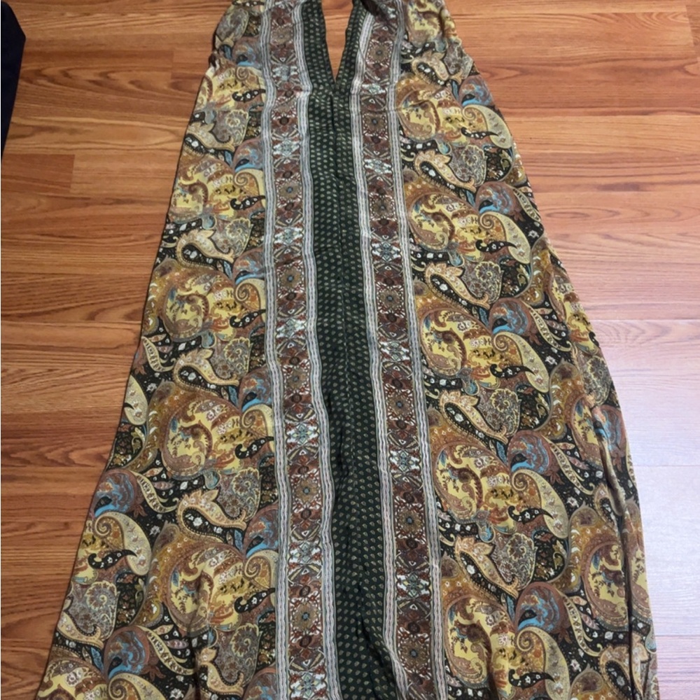 Silk Elegant Paisley Maxi Dress